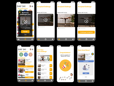 Challenge-A-Friend for Fitness! adobexd animation app dailychallenge design flat friends illustration interfacedesign ui uidesign ux