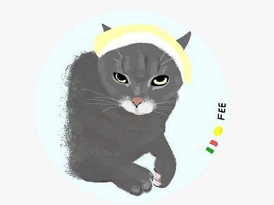 A cat with a lemon peel adobe photoshop cat design flat illustration italy kitty lemon lemoncello memory pet photoshop southern italy sticker