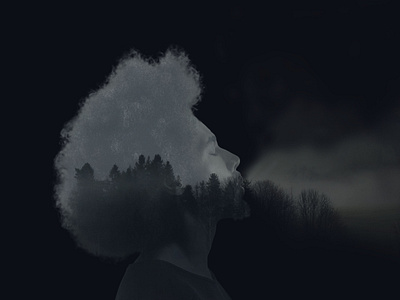 Double Exposure Playaround black and white dark design design art double exposure forest photo photography photoshop smoke