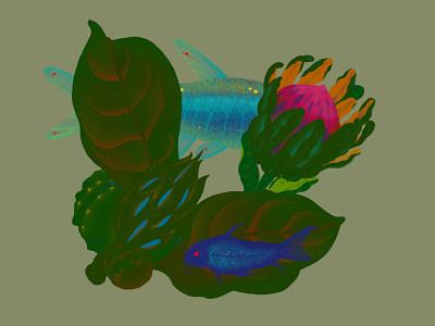 Aqua Dreams 014 animal earth fish flower illustration love plant xiweiwei