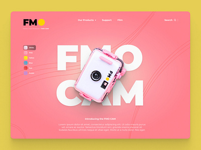 Product Website for FMO CAM by Filmonkish camera graphic design landing page online shop pink portofolio product product website ui ui design ux ux design web design website website design yellow