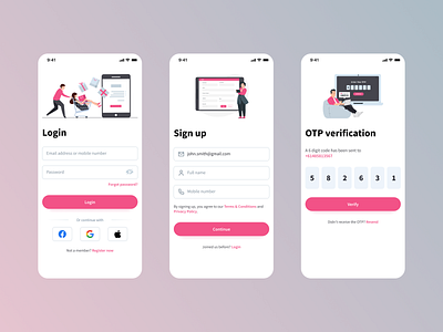 Login & Sign up concept authentication dailychallenge dailyui figma ios login mobile otp register sign up ui ux verification