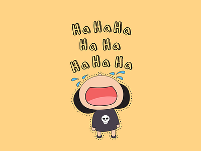 Laughing out loud cute flat illustration sticker art vector