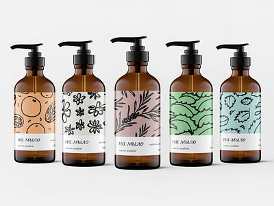 Na Myilo Soap bottle branding design floral identity illustration package soap