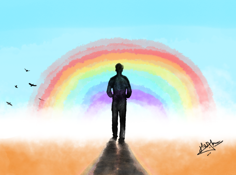 This too shall pass  digital art digital painting mist painting photoshop rainbow silhouette walk wallpaper watercolor