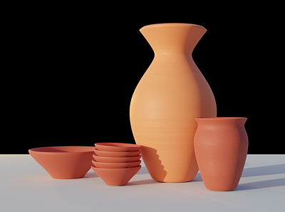 Earthen Pots =D 3d 3d modelling blender blender3d clay diya kulhad pottery