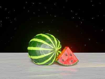 Space Watermelon 🍉🍉 3d 3d modelling blender blender3d clay moon seeds space watermelon wedge