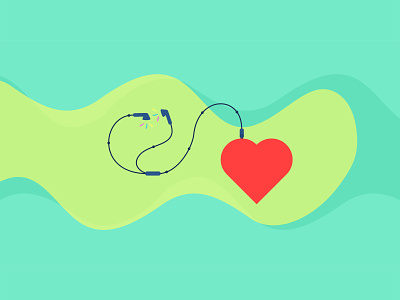 Listen to your Heart ❤ earphones flat design heart illustration listen muted wallpaper
