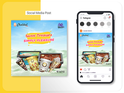 Ice cream Social Media Post advertisement design branding creative design graphic design ice cream post social media post social media post design