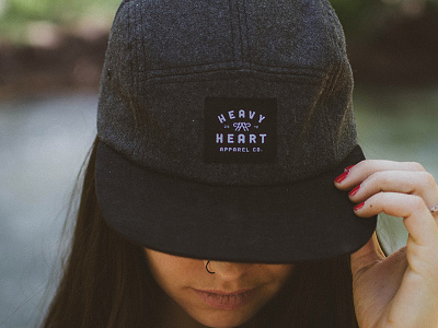 Heavy Heart SS15: 5 Panel Logo 5 panel adventure branding clothing design collection handtype lettering logo mountains stamp texture typography