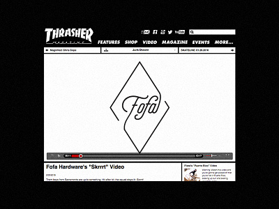 FOFA Design on Thrasher Homepage brand logo magazine real stuff rebrand skate skateboard thrasher