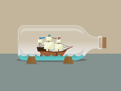 Ship of Fools bottle illustration illustrator ocean sail sea ship waves