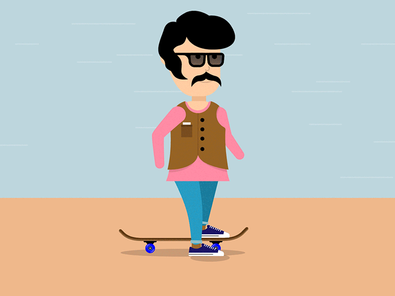 Skateboard after effects character illustration motion rubberhose2 skateboard