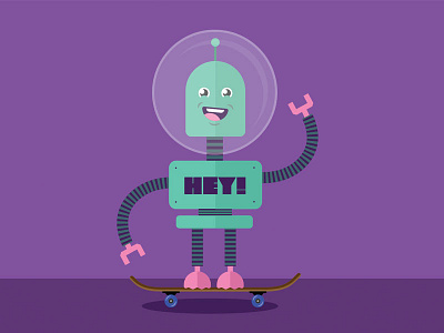 Robot charachter design illustration illustrator robot skateboard vector