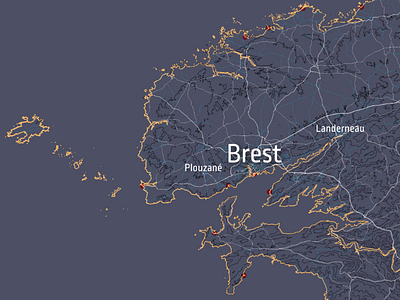 Brest brest europe european flat france geography gis map mapping style vector