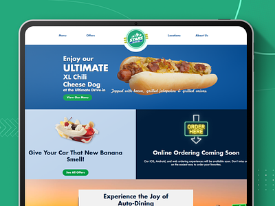 STARS Drive-In Website Design burger bytestechnolab ecommerce figma food fooddelivery uiux