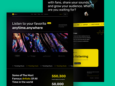 Music Streaming Platform branding bytestechnolab figma landingpage music platform streaming ui uiux website websitedesign