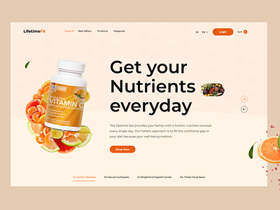 Nutrition Product Website branding bytestechnolab ecommerce figma header nutrition ui uiux ux webdesign webheader website websitedesign