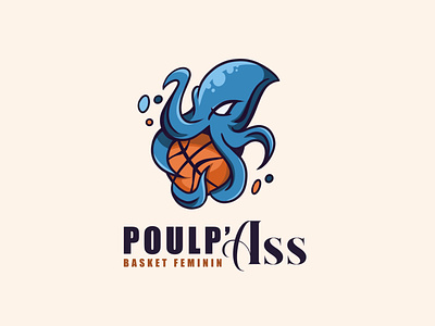 Poulp'Ass - Basket féminin basketball illustration logo logo design sports logo