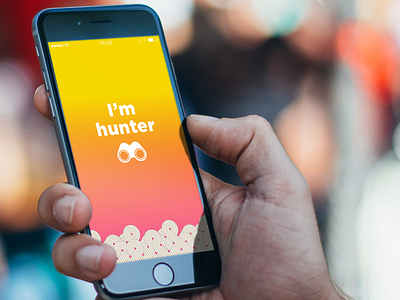 Hunters engagement gamification mobile app orange pink reward ui visual design yelow