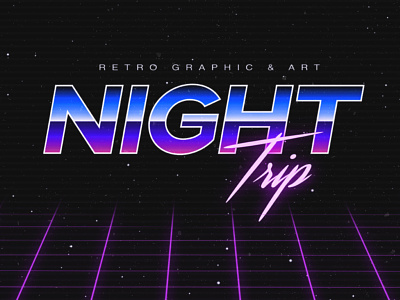 Night Trip Logo | Retro 80's Vaporwave 80s 80s style design illustrator logo logotype miami oldschool photoshop retro synthwave vaporwave