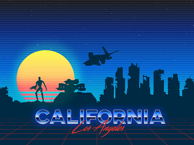 Synthwave Skyline Los Angeles 2029 80s 80s style city cityscape retro retrowave skyline synthwave