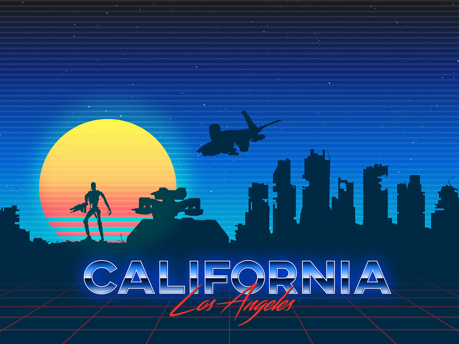 Synthwave Skyline Los Angeles 2029 by Art & Roam Ltd on Dribbble