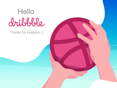 Hello Dribbble basketball dribbble invite dribble hello illustration illustrator