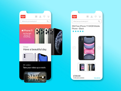 Argos online shop in mobile version protoype