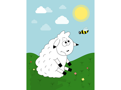 The Sheep and the Bee bee illustration sheep vector