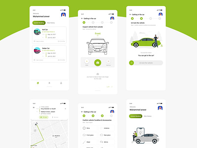 CAR RENTAL animation booking car rental inspection map navigation ui ux