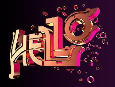 Personal project - Hello! 3d art cgi cinema4d editorial illustration hand drawn lettering type design typography