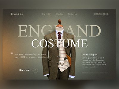 England costume — Landing Page boutique costume english costume landing page shop suit web design