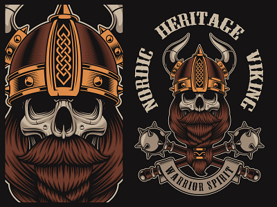 Design for t-shirt skull in a viking helmet design helmet illustration skull tshirt vector viking vintage