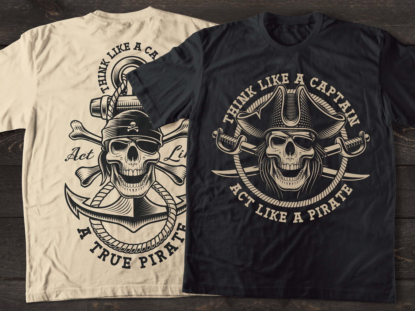 Shirt design with a pirate skull by Natali Shtern on Dribbble