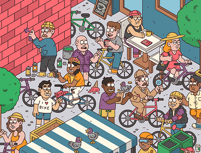 February Bike Festival – Bike Waikato cartoon character illustration poster art
