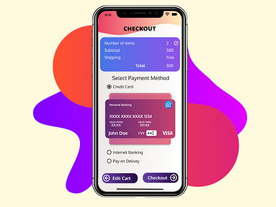 #DailyUI Challenges - Day 002 : Credit Card Checkout app credit card credit card checkout dailyui design flat illustration typography ui ux vector web
