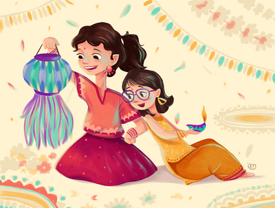 Happy Diwali characterdesign childrens book childrens illustration digital illustration digitalart diwali festive illustration illustrator india indian festival storybook illustration