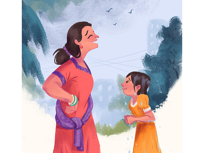 Editorial illustration for kids magazine art characterdesign childhood childrens illustration childrens storybook illustrator digital illustration editorial illustration family family characters illustration illustrator indian characters indian weather kids kids illustration mother character design picturebook rainyday seasonal illustration