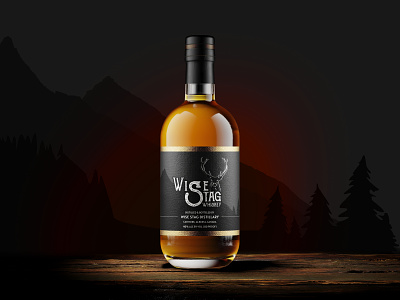 Wise Stag Whisky - Logo/Label/Flyer advertising alcohol branding canada flyer graphic design illustrator label logo package design print design stag whiskey wildlife