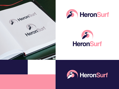 HeronSurf - Surf Hire Logo Design advertising beach branding design graphic design heron illustration illustrator logo sea sufing surf surfboard surfer vector waves