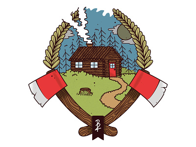 Love Home axe cabin colour design illustration illustrator lumberjack vector