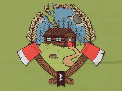 Love - Cabin axe design forest grain illustration illustrator lumberjack tattoo typography vector wood