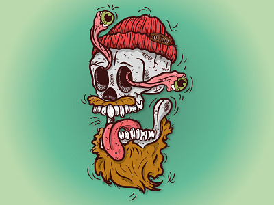 Dead Beard Blah! copic design illustration illustrator ink lumberjack skull tattoo typography vector