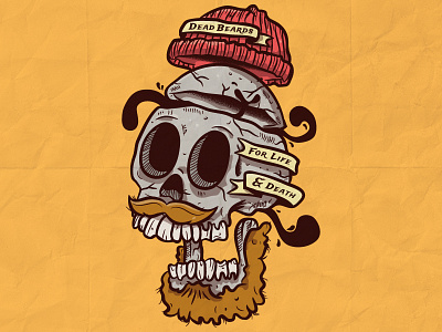 For Life & Death beard copic design illustration illustrator ink skull tattoo typography vector