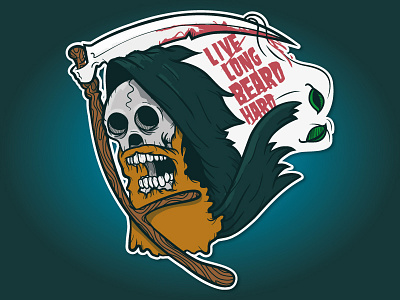 Live Long Beard Hard beard death design horror illustration illustrator reaper skull wood grain