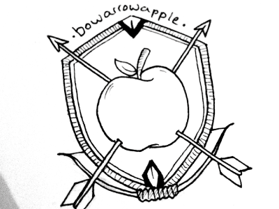 bowarrowapple apple arrow bow crest illustration ink traditional