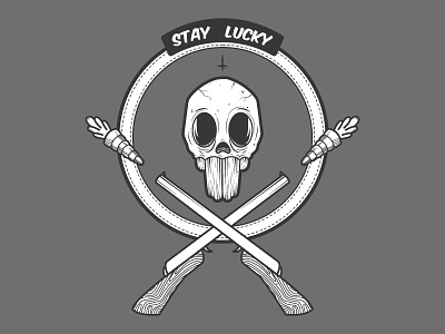 Stay Lucky copic design illustration illustrator ink skull tattoo typography vector