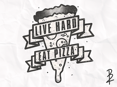 Live Hard Eat Pizza cartoon design illustration illustrator pizza typography vector