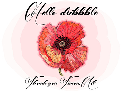 Hello, dribbble! Thank you @Timon Art delicate design feminine flover fragile illustration illustrator logo poppy typography vector watercolor website